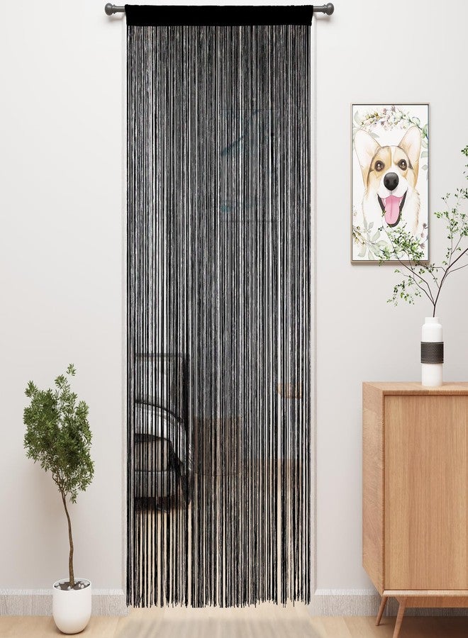 YIIBAII Door String Curtains Fringe Door Curtains for Doorways Window Room Decoration Living Room Divider(39"x110", Blcak) - Image 1